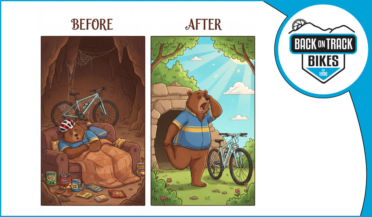 Bike riders before and after hibernation