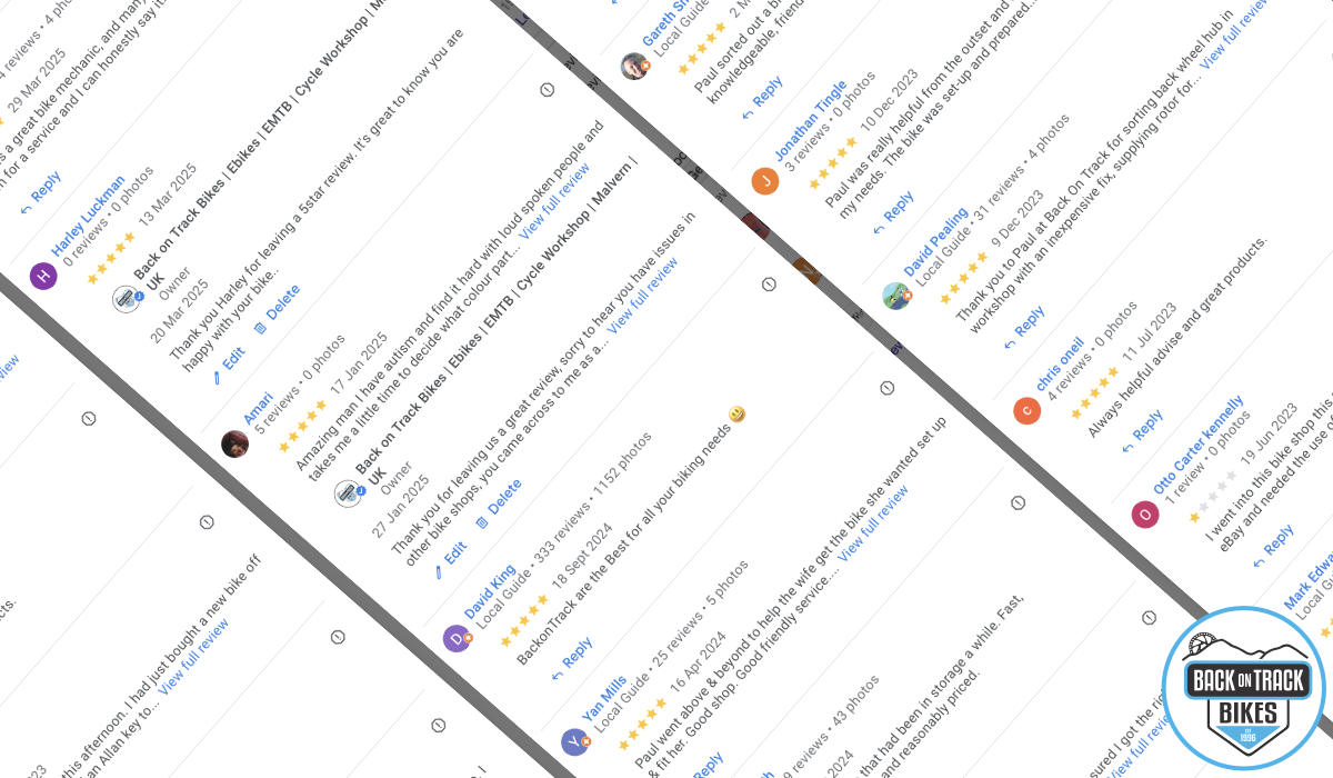 Onloine reviews for bike shops uk